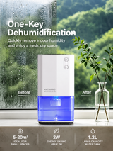 Mini Electric Dehumidifier for Small Spaces, Compact Portable Moisture Remover with Visible Water Tank for Home & Office