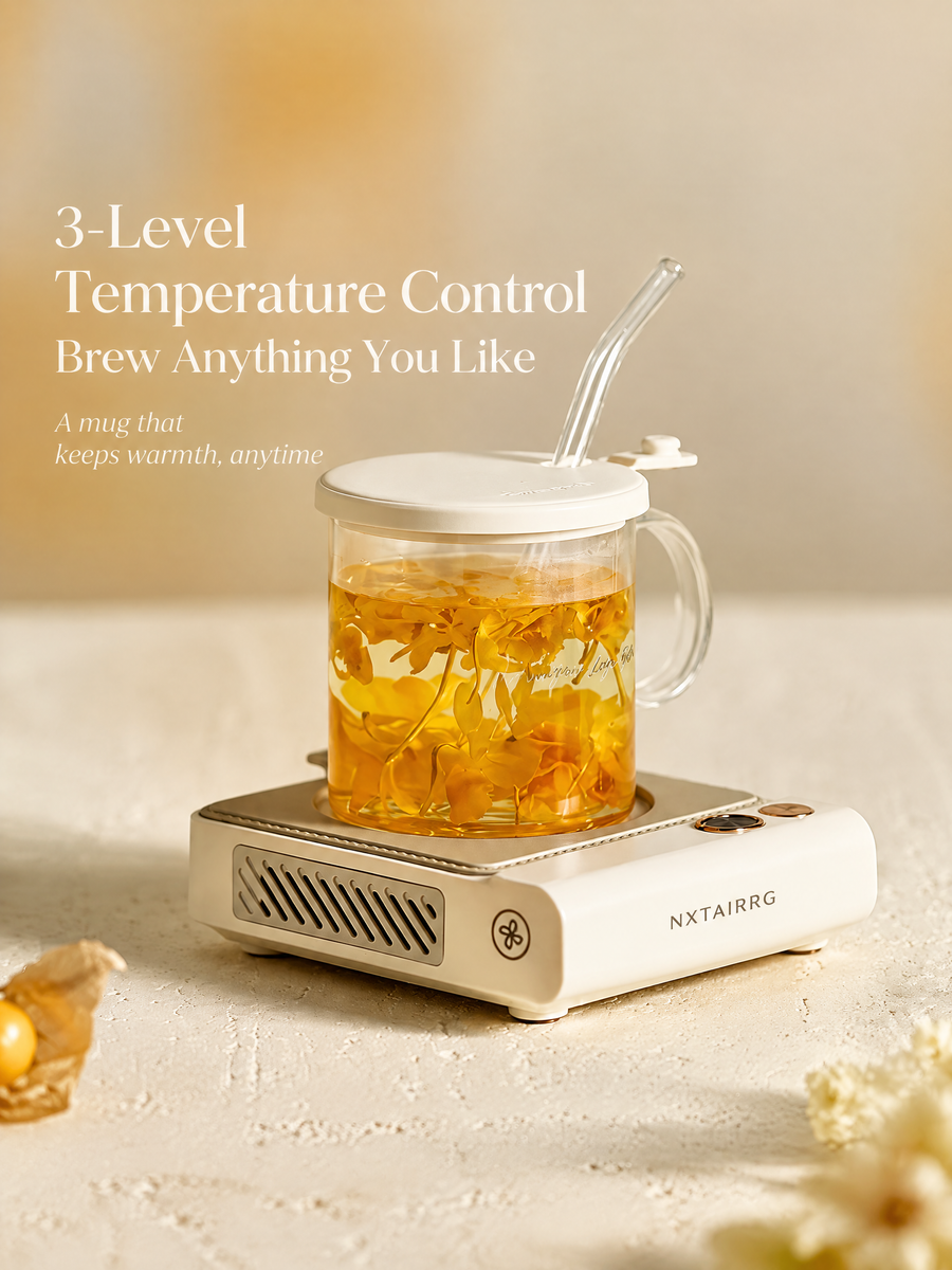 Electric Coffee Mug Warmer for Desk, Adjustable-Temperature Cup Warming Plate for Coffee, Tea & Other Hot Drinks