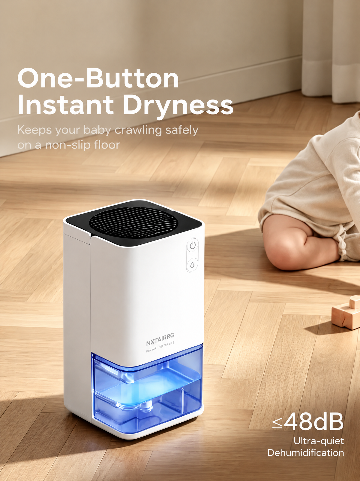 Mini Electric Dehumidifier for Small Spaces, Compact Portable Moisture Remover with Visible Water Tank for Home & Office